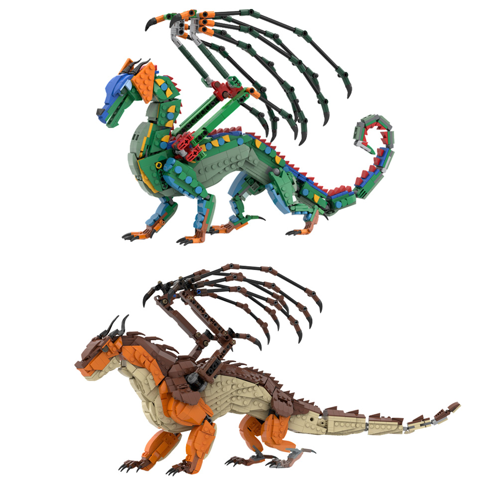 Model Kit Dragon - MOC RainWing Building Blocks Model Animation